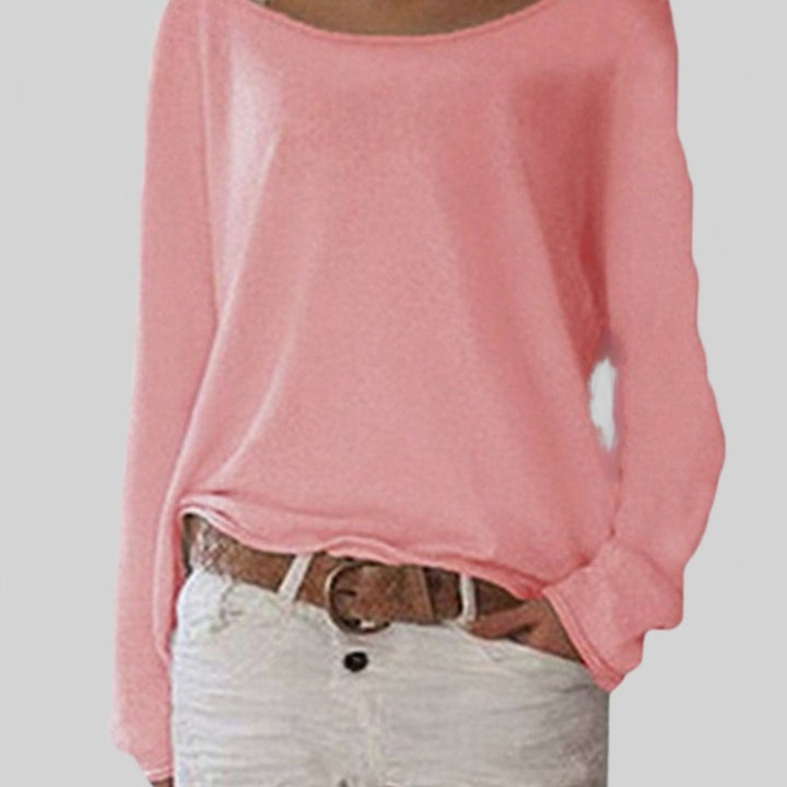 Women's Long Sleeve Crew-Neck Knit Jumper Dress in Pink