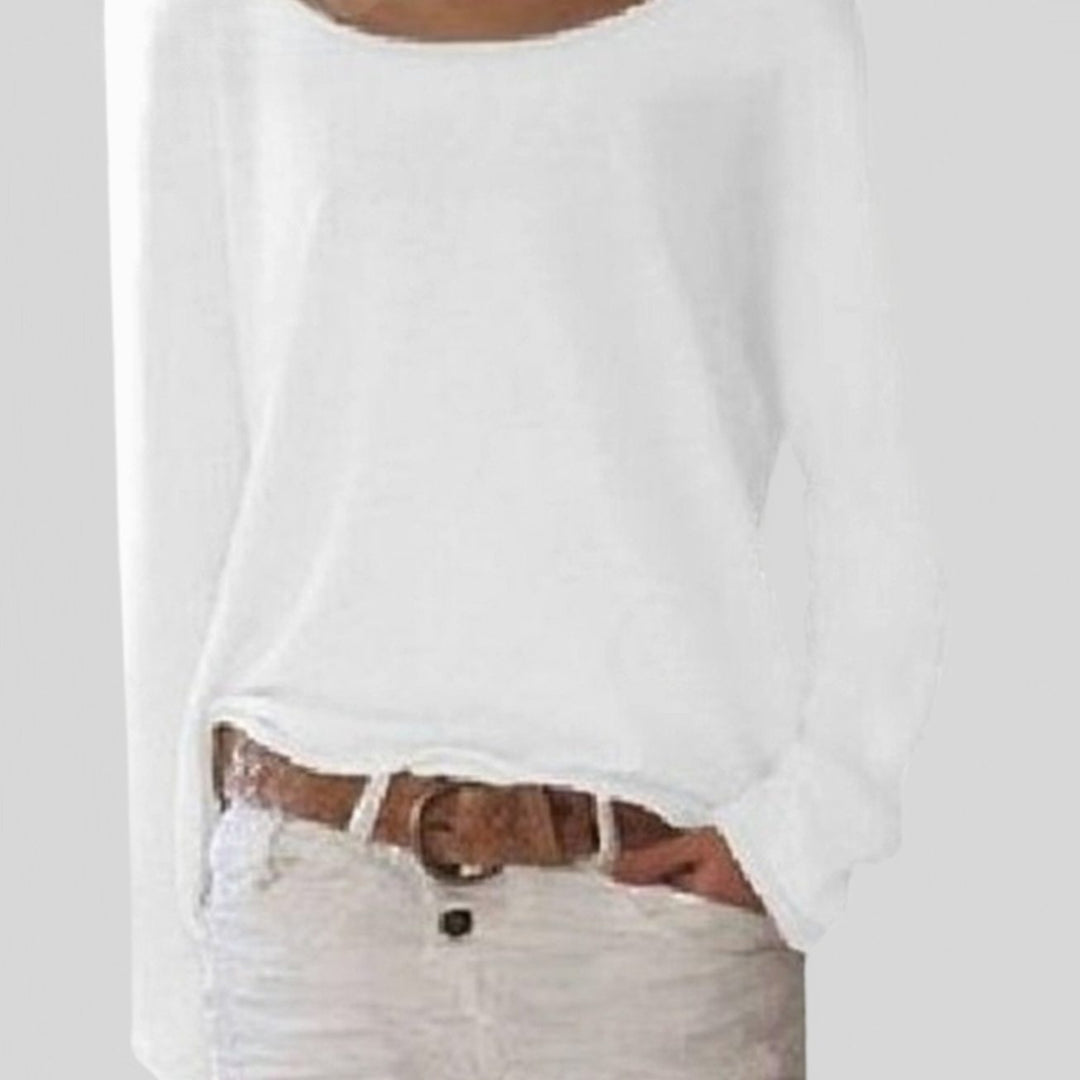 Women's Long Sleeve Crew-Neck Knit Jumper Dress in White