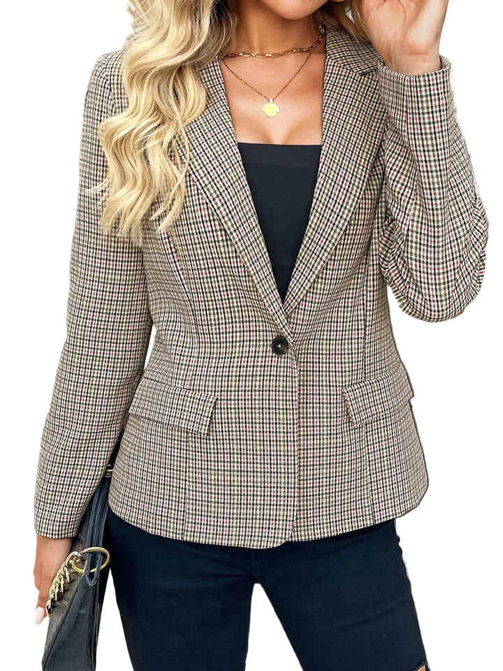 Women's Long-Sleeve Tailored Blazer with Patch Pockets in Grey