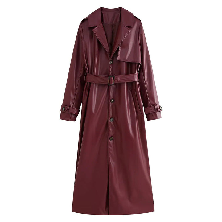 Women's Long Trench Leather Jacket (5)
