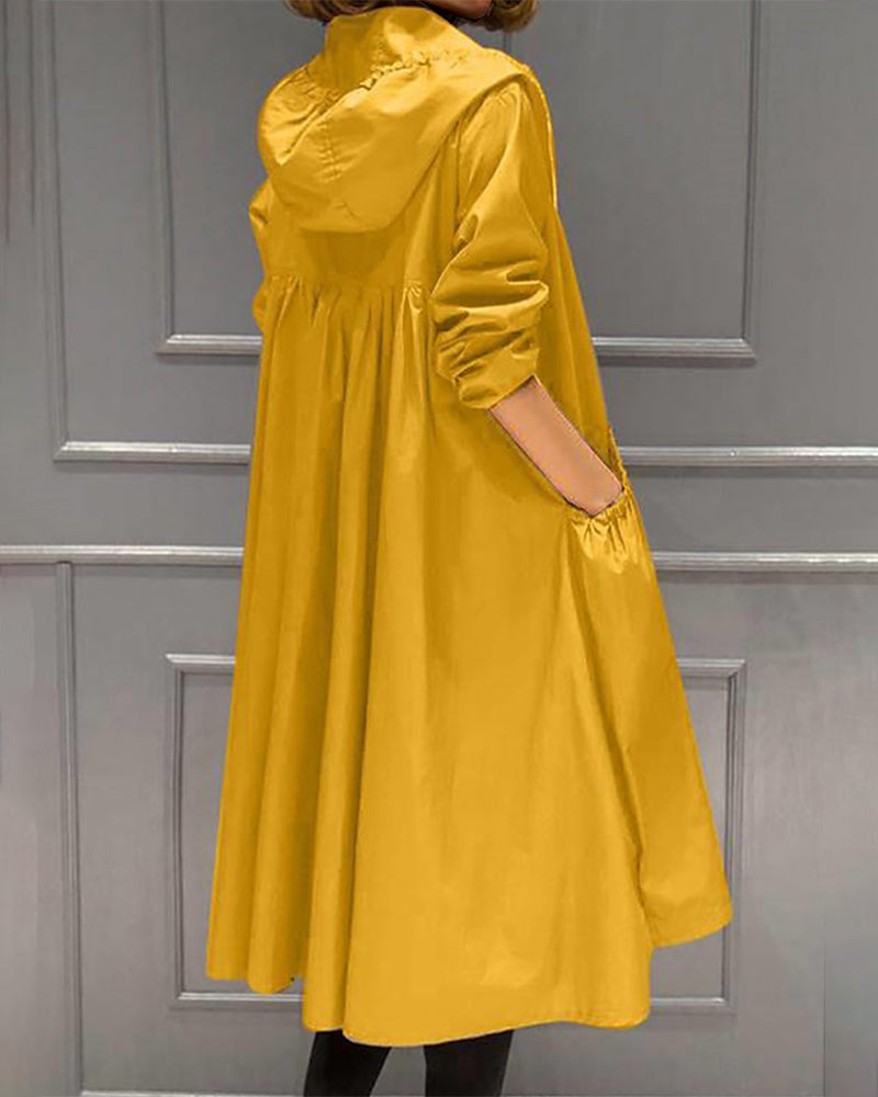 Women's Long Waterproof Trenchcoat for Autumn in Yellow