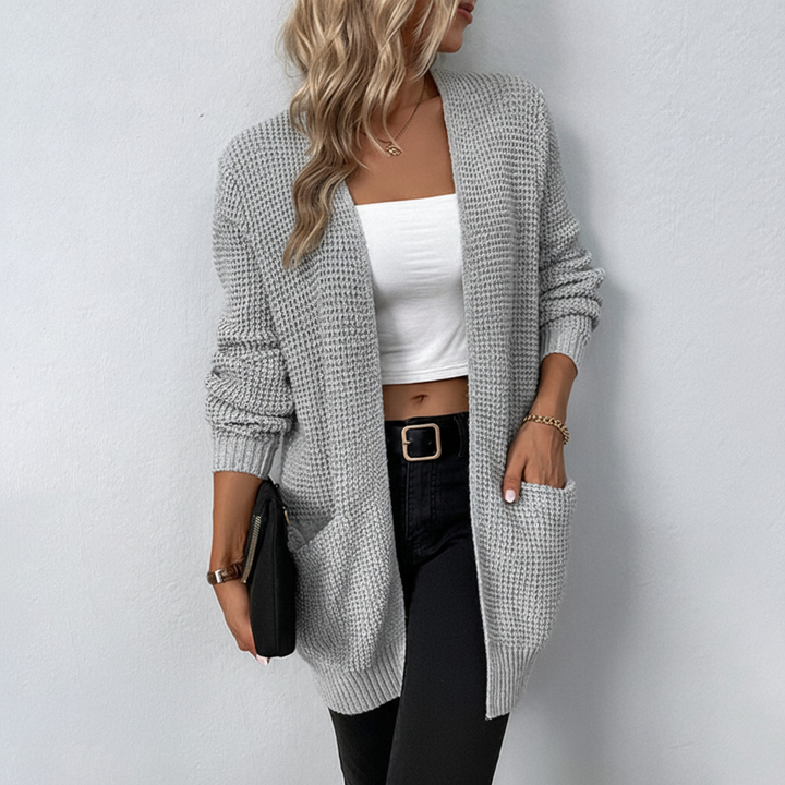 Women's Longline Cardigan for Autumn Layering in Grey