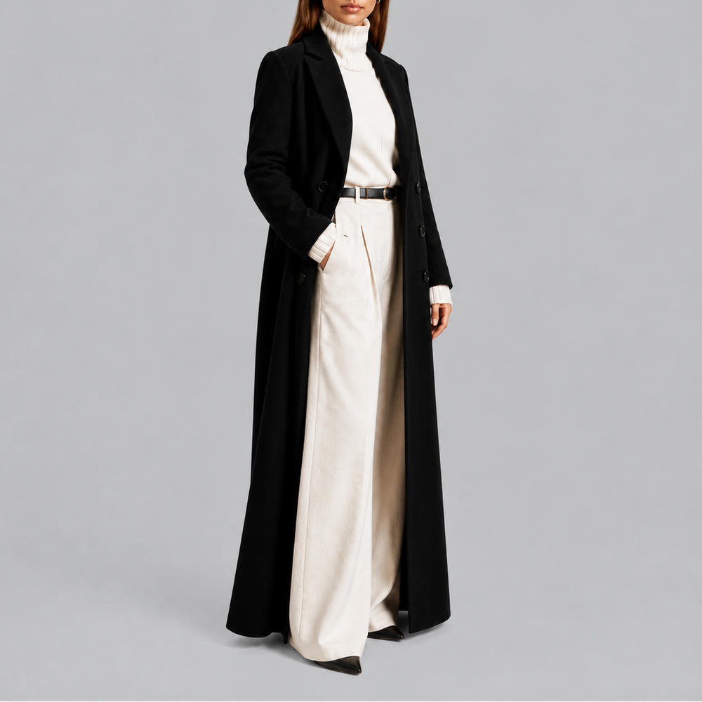 Women's Longline Double-Breasted Trench Coat (2)