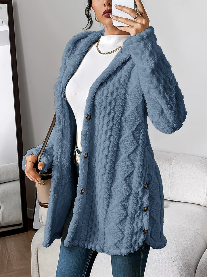 Women's Longline Textured Cardigan for Autumn in Blue Gray