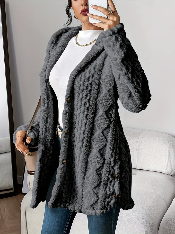 Women's Longline Textured Cardigan for Autumn in Grey