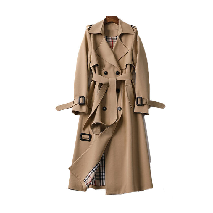 Women's Longline Trench Coat for Winter in Beige