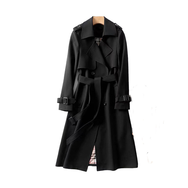 Women's Longline Trench Coat for Winter in Black