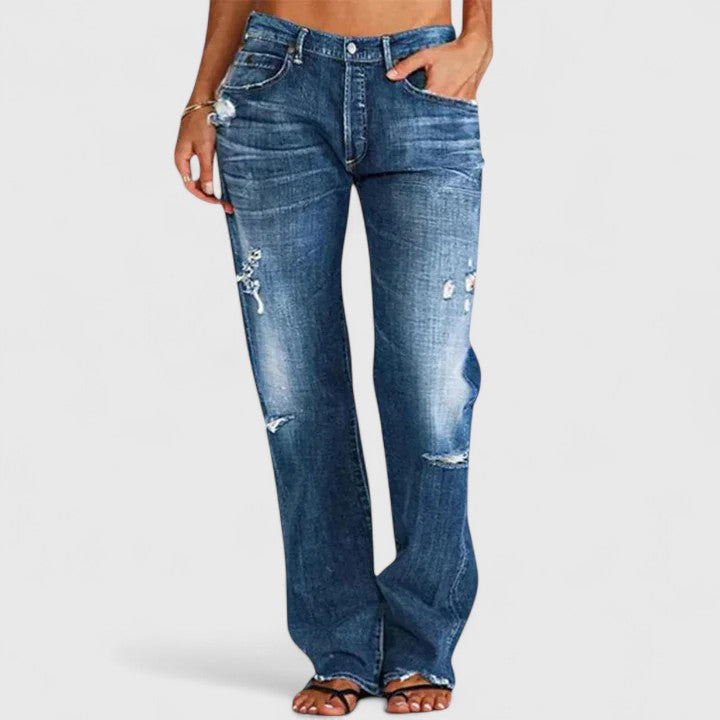Women's Loose Vintage Jeans for Everyday in Dark Blue