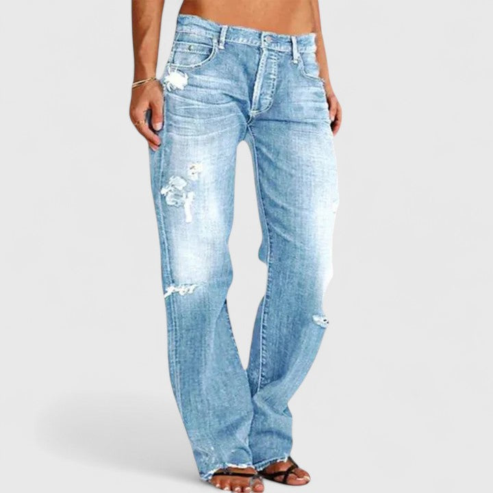 Women's Loose Vintage Jeans for Everyday in Light Blue