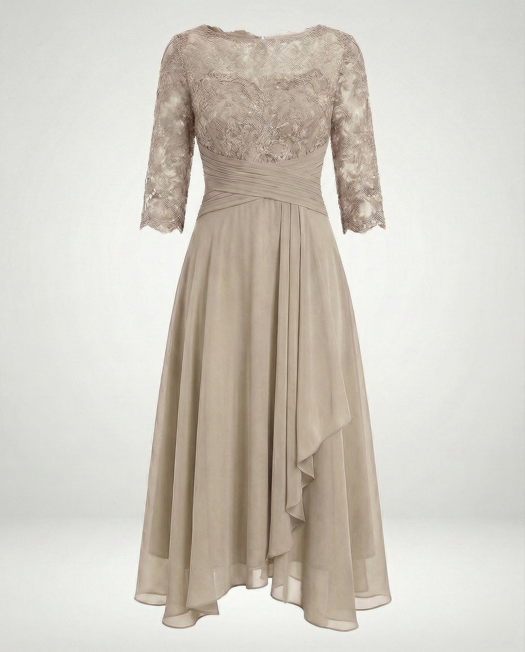 Women's Loose Viscose Fall Wedding Guest Dress in Beige