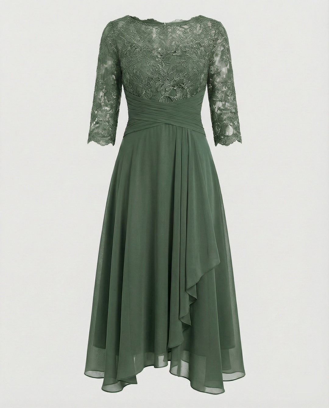 Women's Loose Viscose Fall Wedding Guest Dress in Green