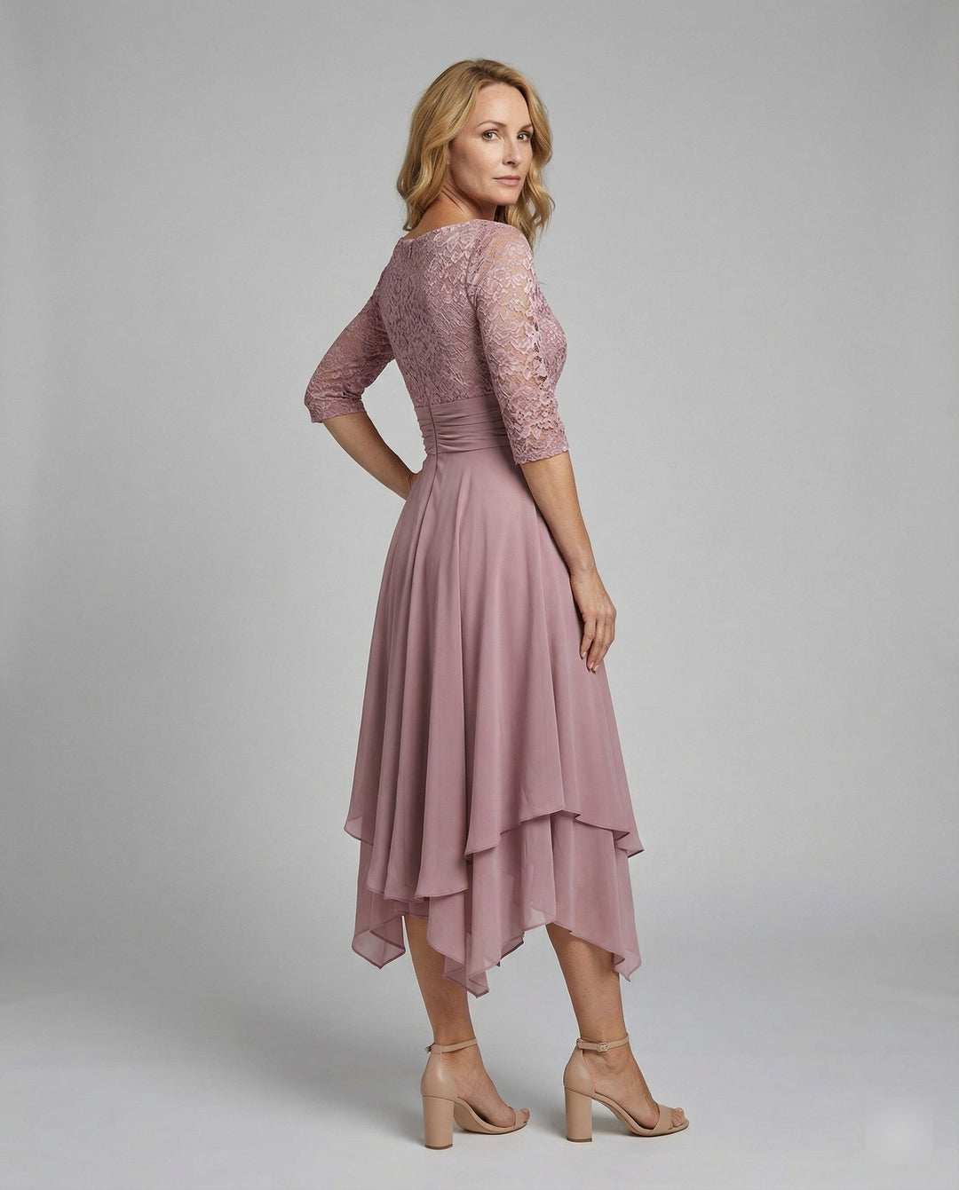 Women's Loose Viscose Fall Wedding Guest Dress in Pink