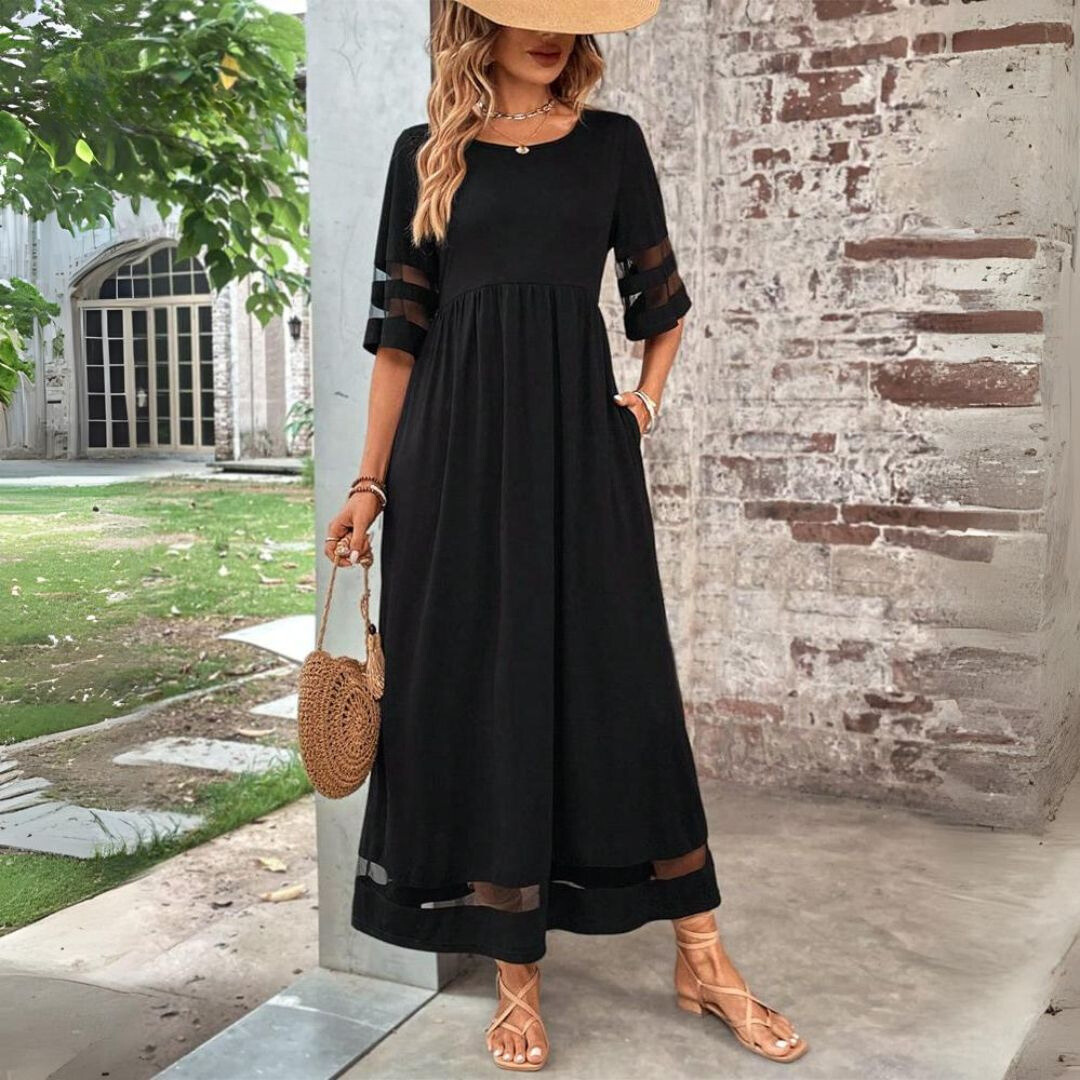 Women's Maxi Beach Dress in Cotton in Black