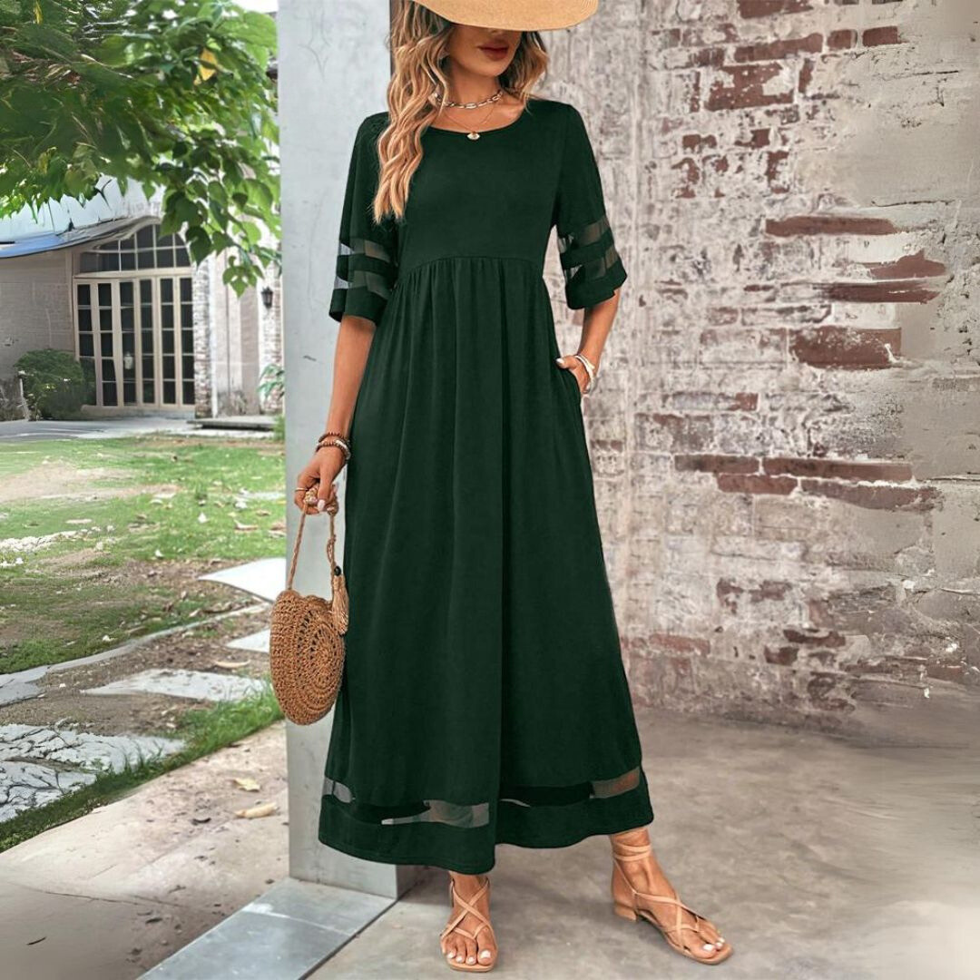 Women's Maxi Beach Dress in Cotton in Green