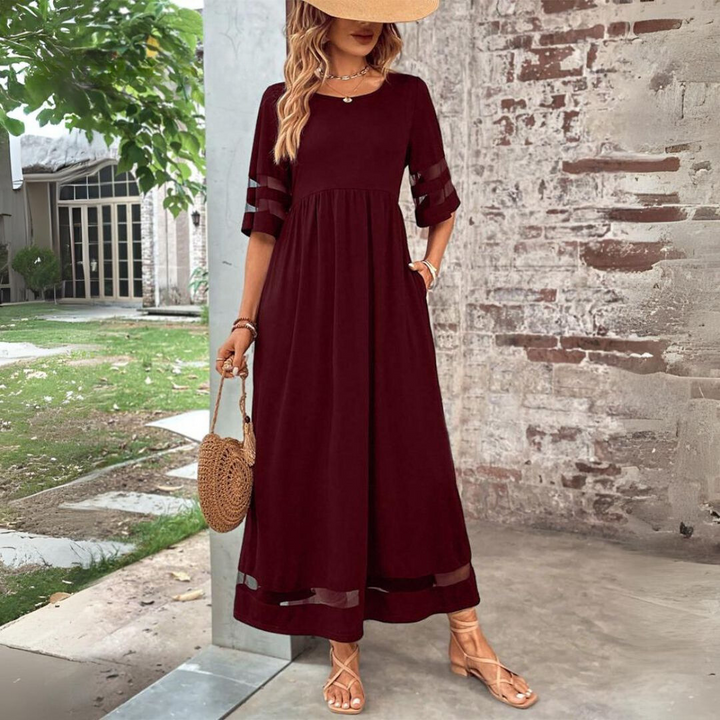 Women's Maxi Beach Dress in Cotton in Red