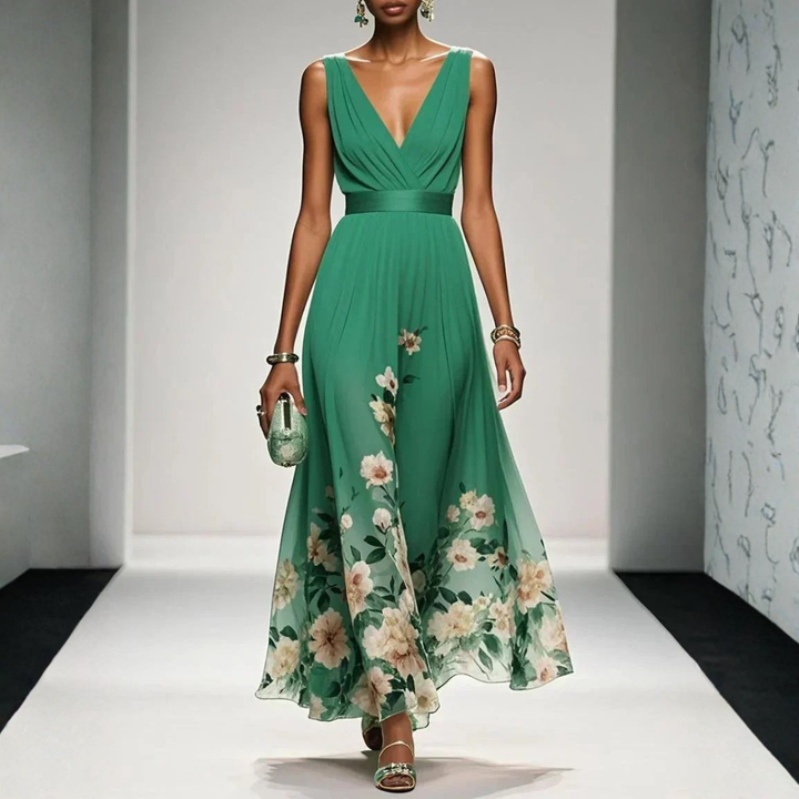 Women's Maxi Boho Dress for Wedding Guests in Green