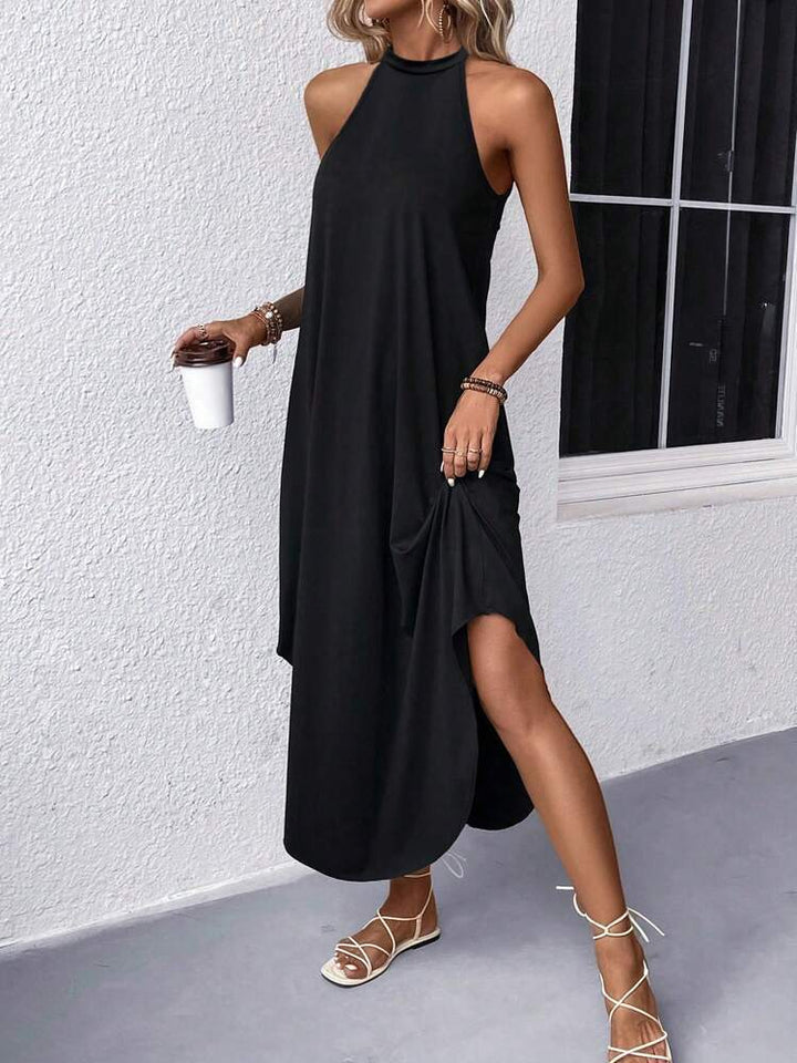 Women's Maxi Halter Dress for Summer in Black