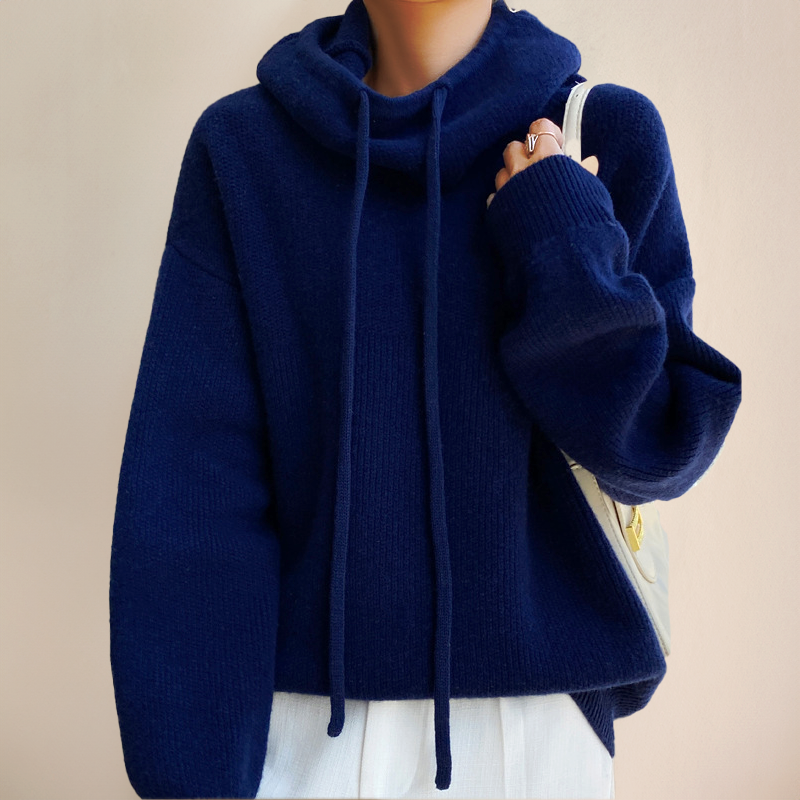Women's Merino Wool Turtleneck Jumper for Autumn in Blue