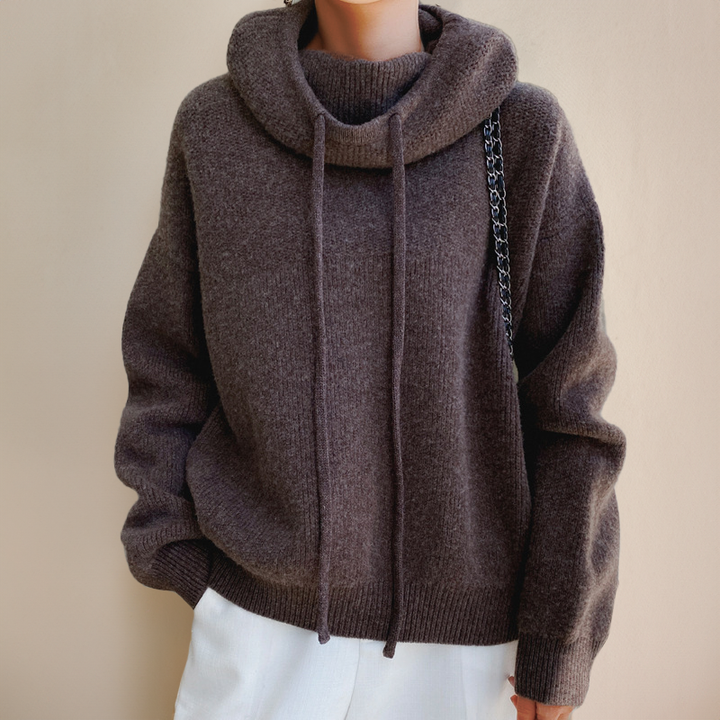 Women's Merino Wool Turtleneck Jumper for Autumn in Brown