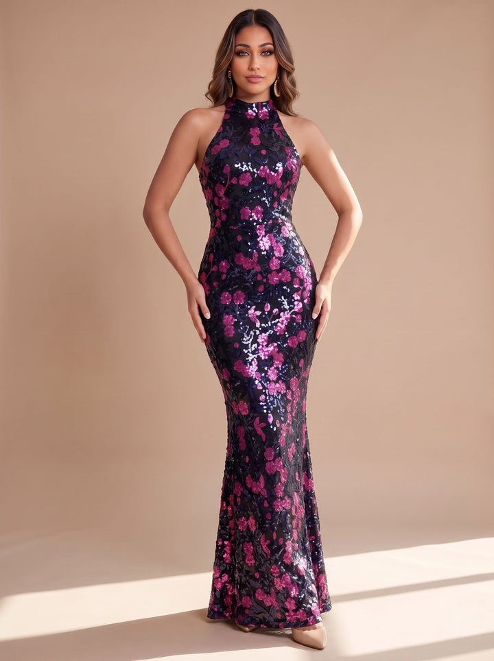 Women's Mermaid Sequin Maxi Christmas Party Dress (2)