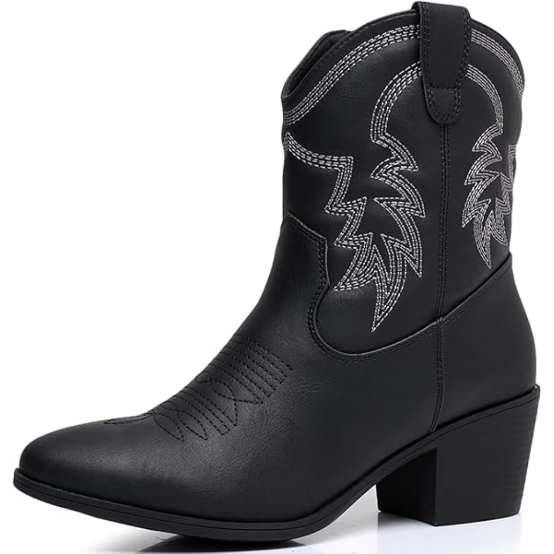 Women's Mid-Height Cowgirl Boots in Schwarz 1