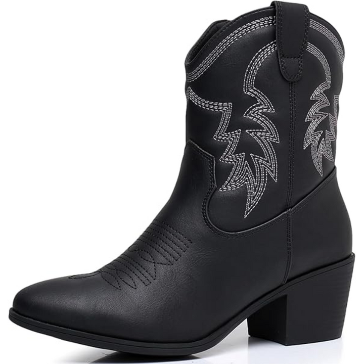 Women's Mid-Height Cowgirl Boots in Schwarz 1