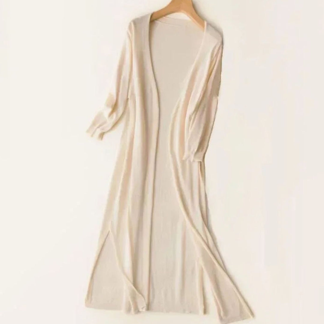 Women's Midi Knit Coatigan Jumper Dress in Apricot