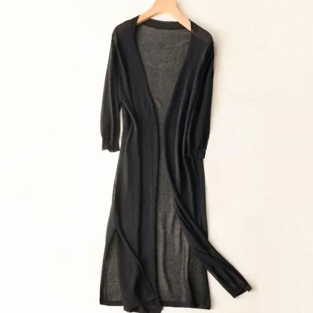 Women's Midi Knit Coatigan Jumper Dress in Black