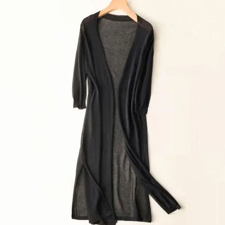 Women's Midi Knit Coatigan Jumper Dress in Black