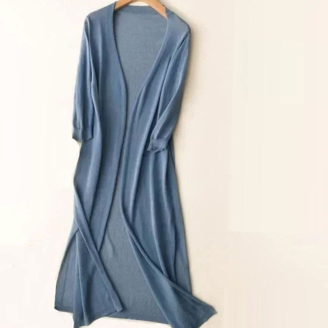 Women's Midi Knit Coatigan Jumper Dress in Blue