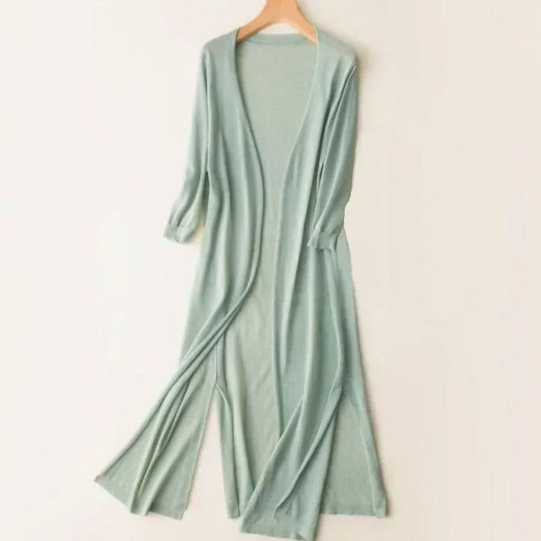 Women's Midi Knit Coatigan Jumper Dress in Green