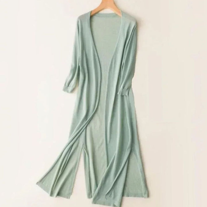 Women's Midi Knit Coatigan Jumper Dress in Green