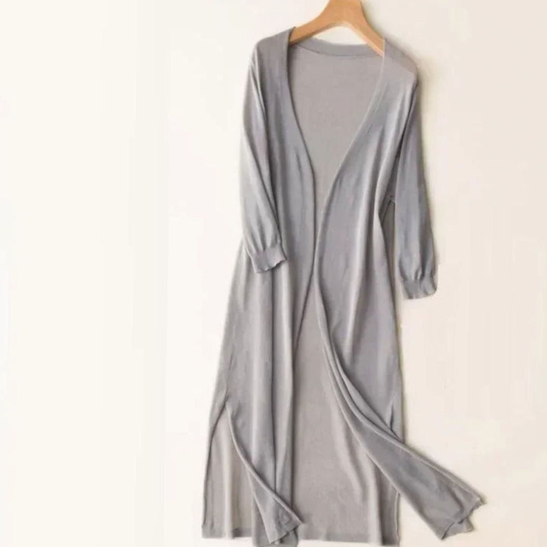 Women's Midi Knit Coatigan Jumper Dress in Grey