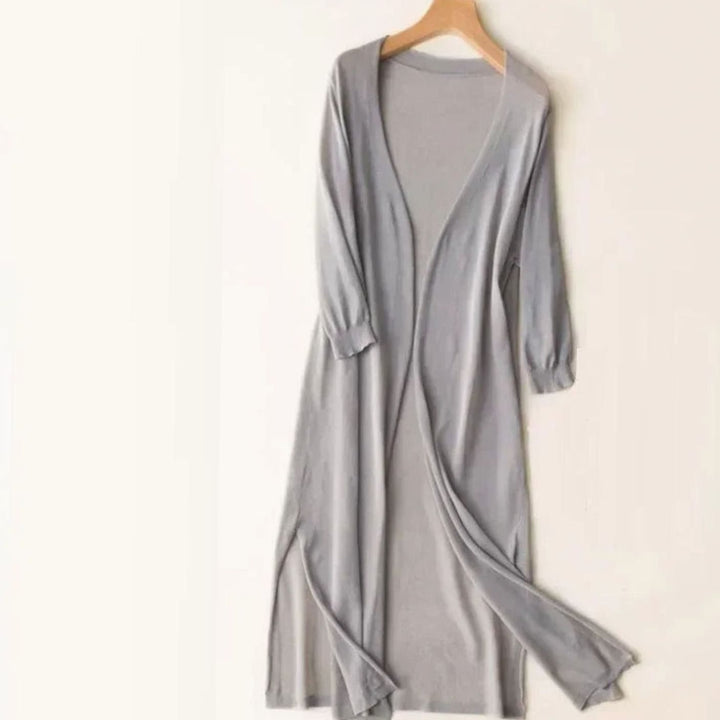 Women's Midi Knit Coatigan Jumper Dress in Grey