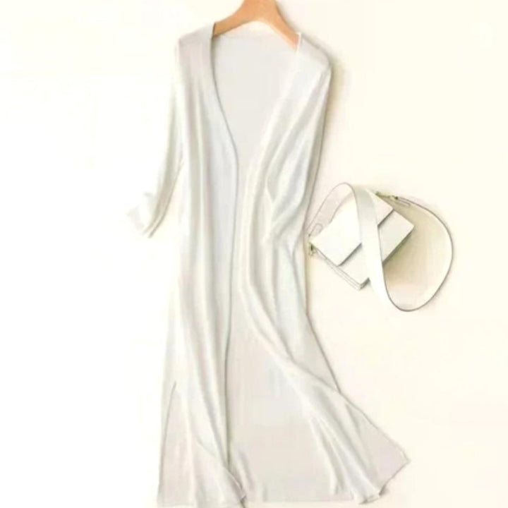 Women's Midi Knit Coatigan Jumper Dress in White
