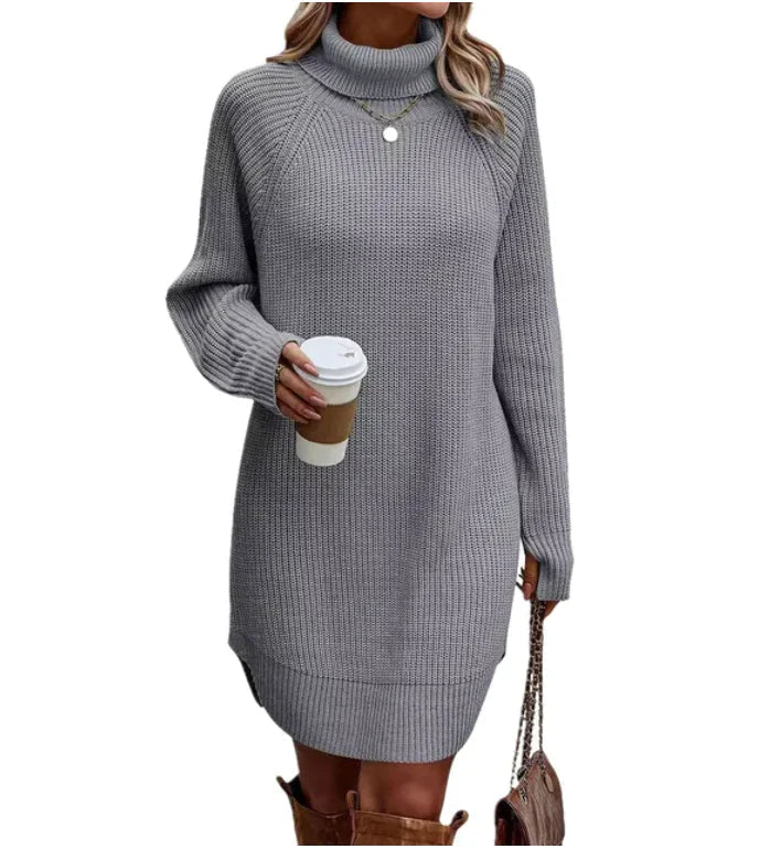 Women's Midi Knitted Dress for Autumn Weddings in Grey