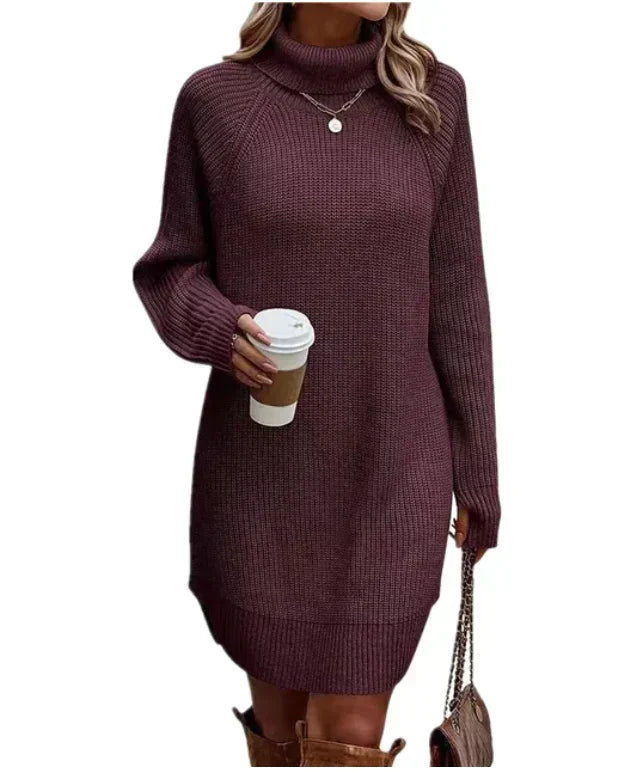 Women's Midi Knitted Dress for Autumn Weddings in Purple