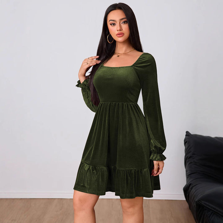 Women's Mini Velvet Tiered Christmas Party Dress (5)