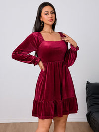 Alice | Women's Mini Velvet Tiered Christmas Party Dress