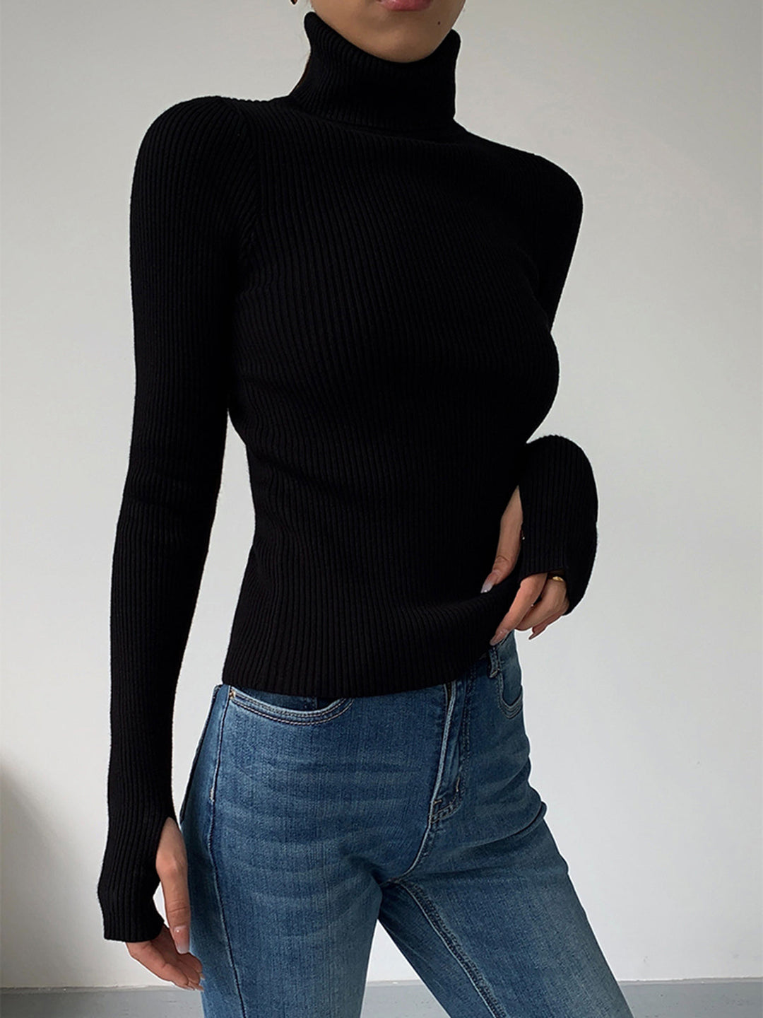 Women's Minimalist Jumper Dress Turtleneck (8)