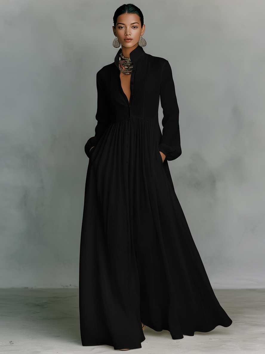 Women's Minimalist Summer Maxi Dress in Black