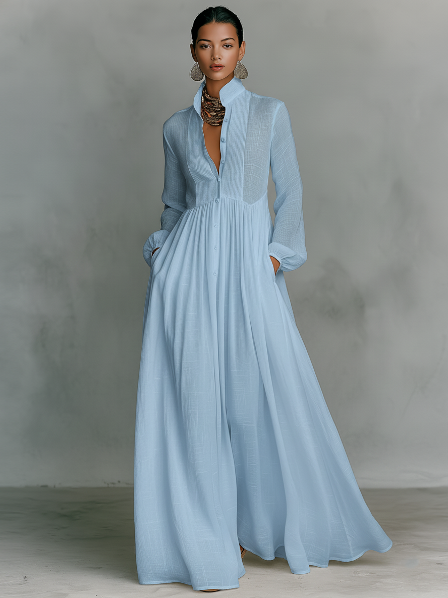 Women's Minimalist Summer Maxi Dress in Blue