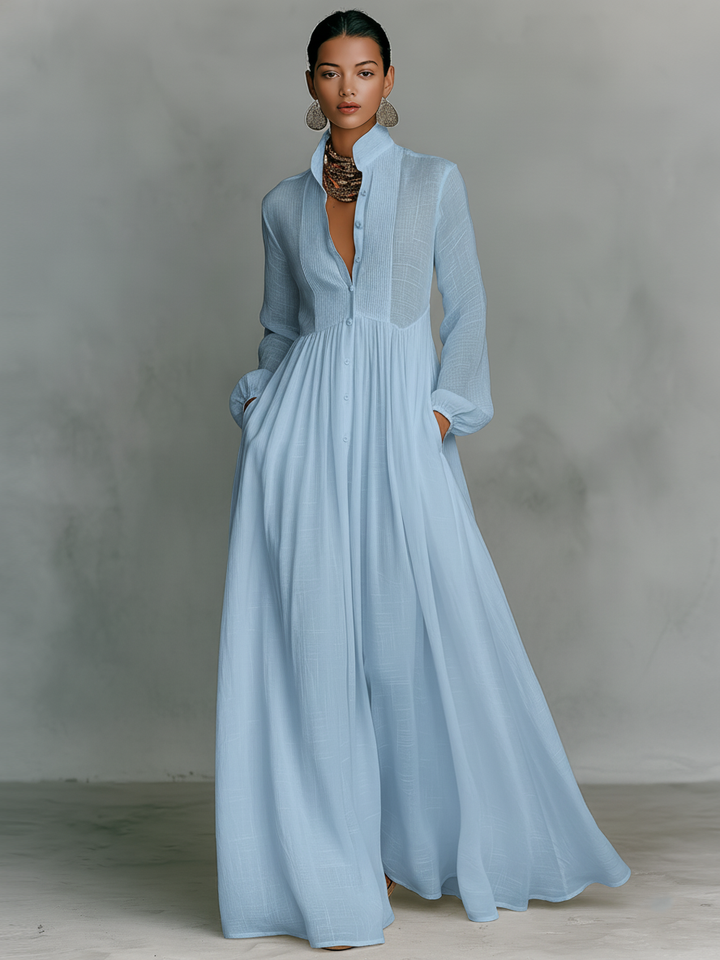 Women's Minimalist Summer Maxi Dress in Blue