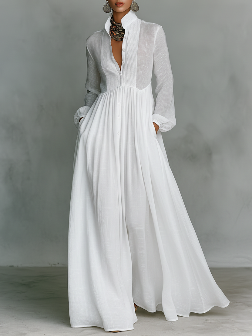 Women's Minimalist Summer Maxi Dress in White