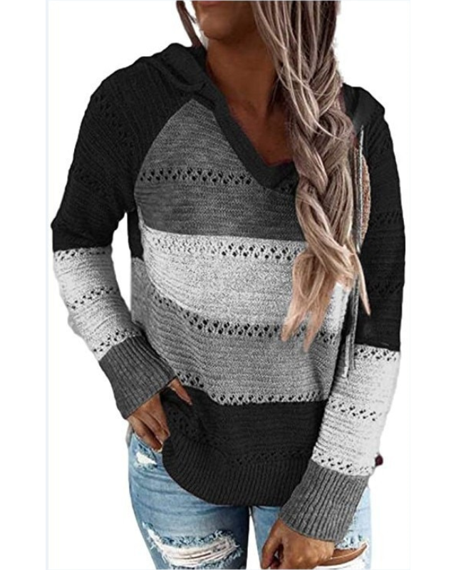 Women's Modern Casual Long Sleeve Hoodie in Black