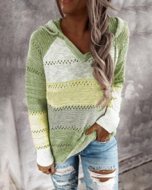 Women's Modern Casual Long Sleeve Hoodie in Green