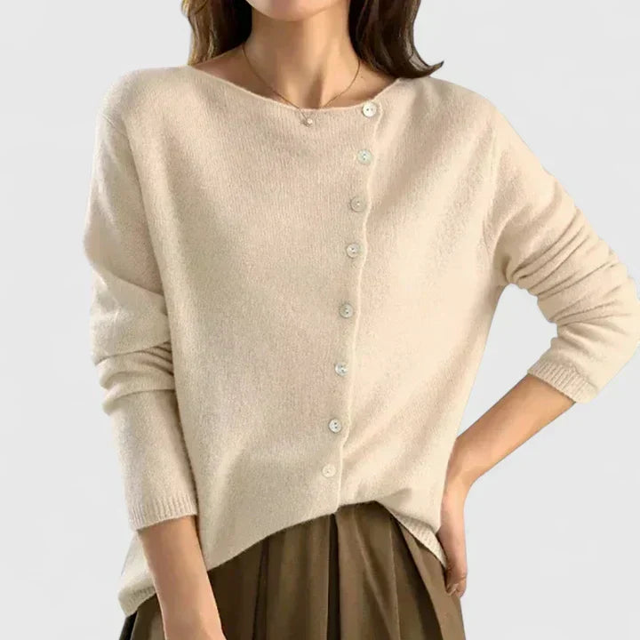 Women's Modern Knit Cardigan for Layering in Beige