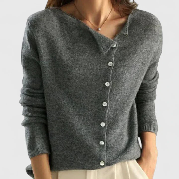 Women's Modern Knit Cardigan for Layering in Grey