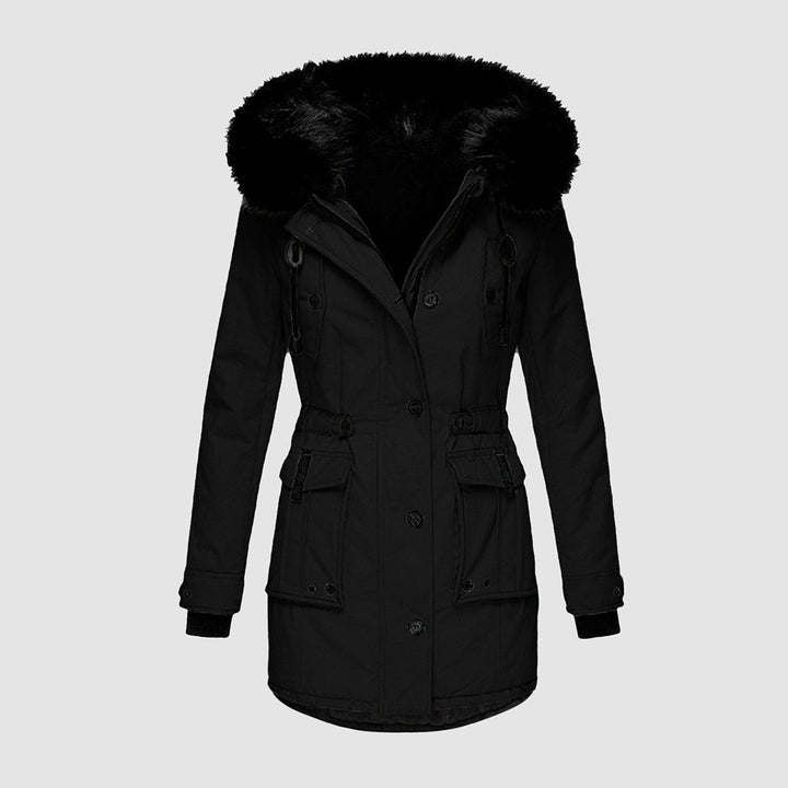 Women's Modern Quilted Waterproof Winter Jacket in Black 2