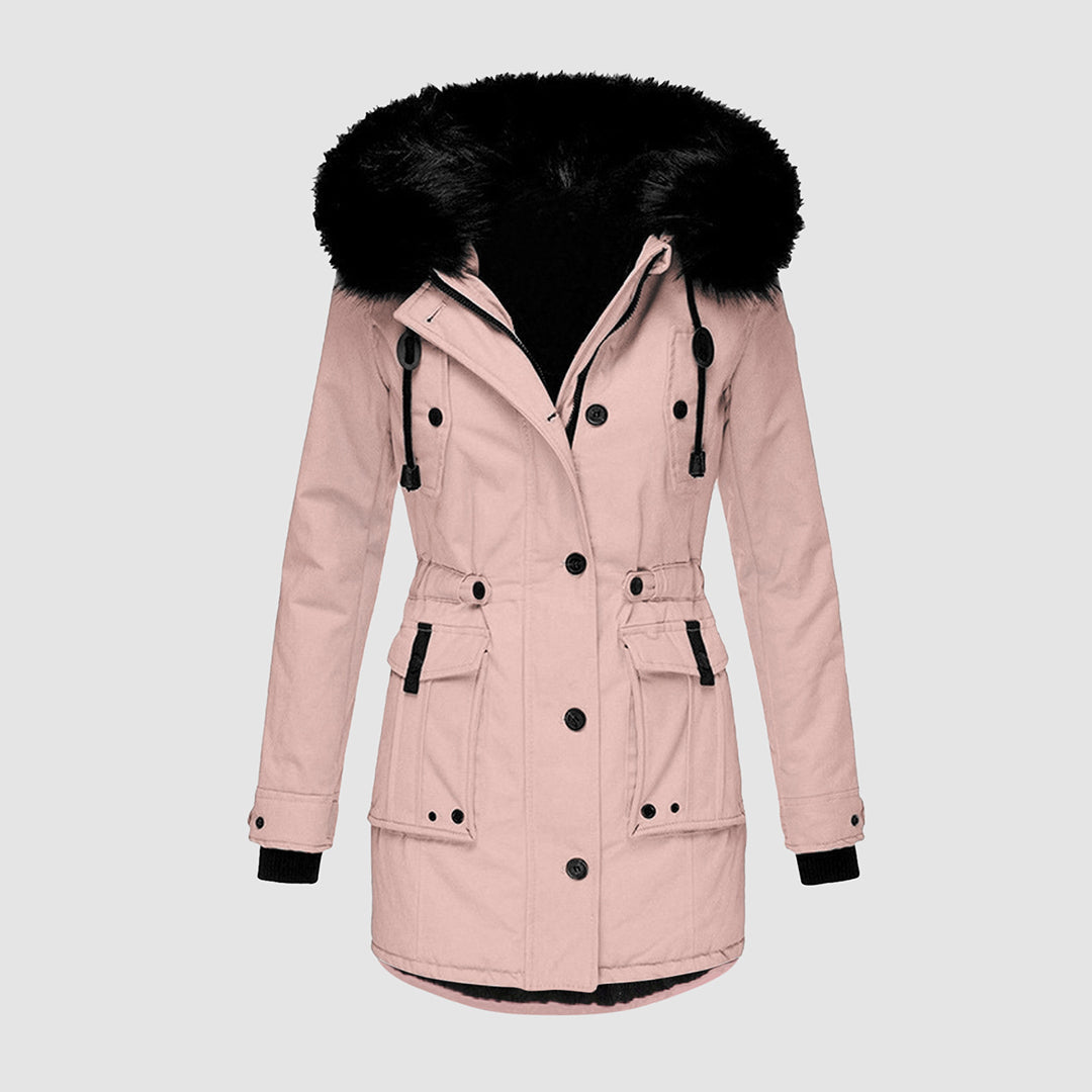 Women's Modern Quilted Waterproof Winter Jacket in Pink 1